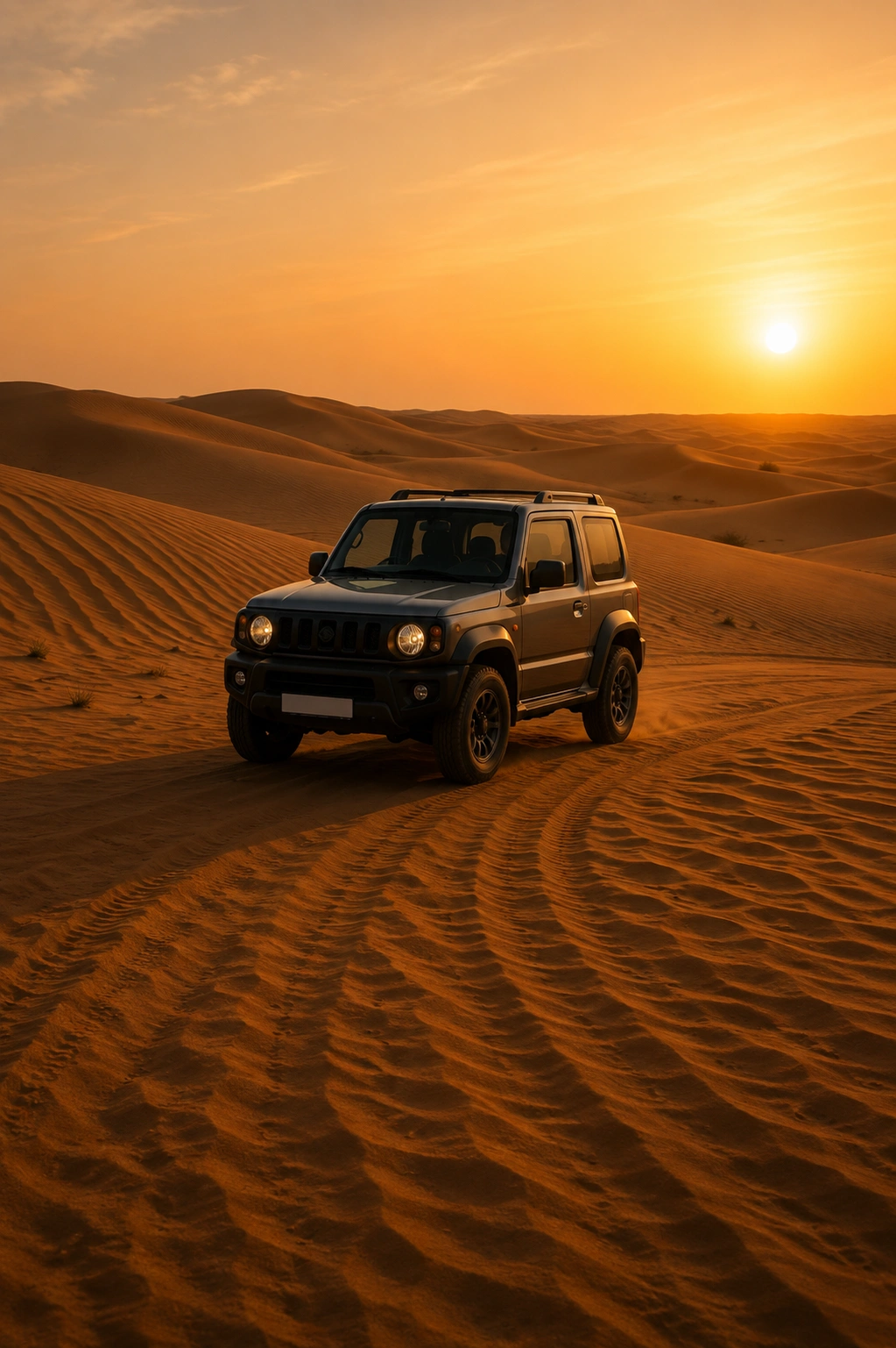 Jeep safari dune bashing across the desert