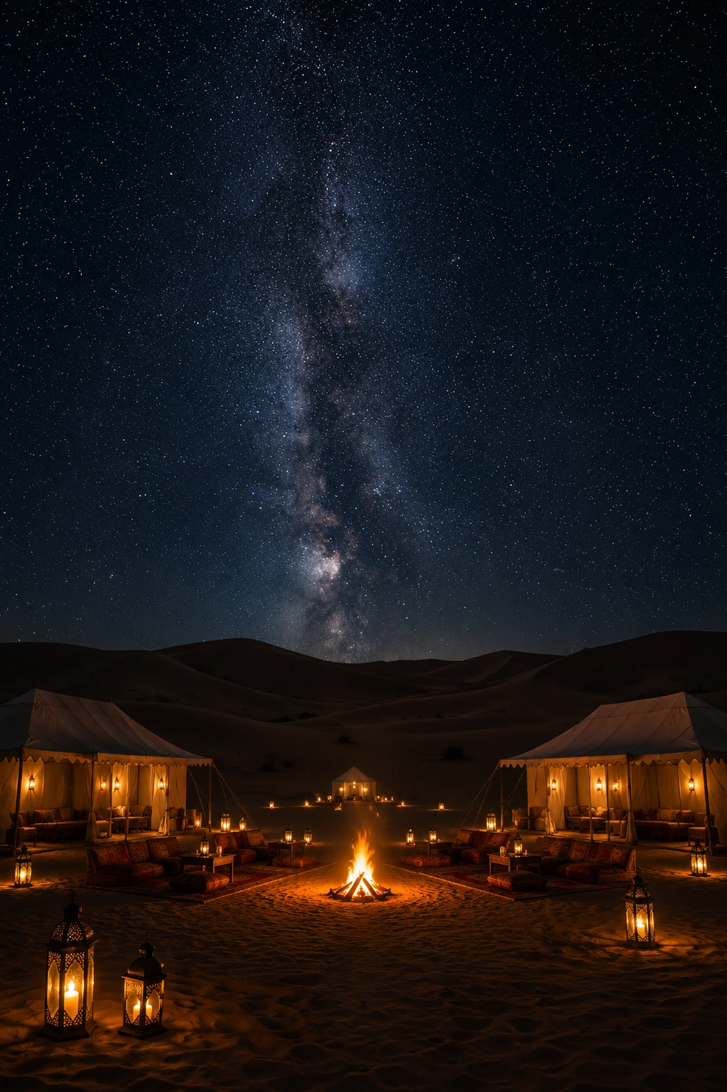 Stargazing under the Milky Way over the dunes